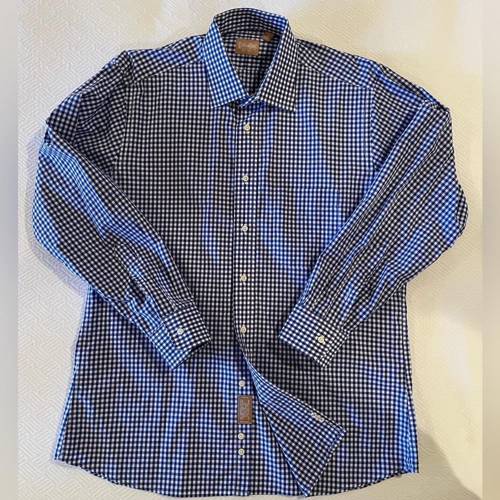Gitman Bros, Blue & White Check, Sz 16/33